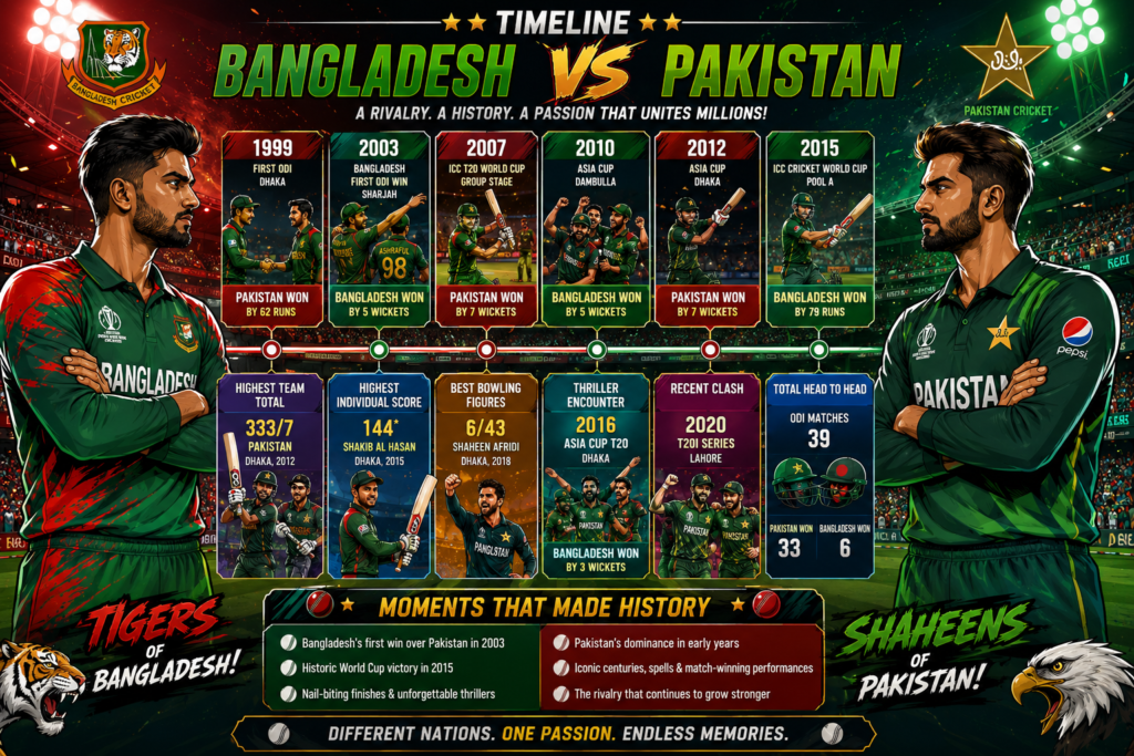 Bangladesh National Cricket Team Vs Pakistan National Cricket Team Timeline
