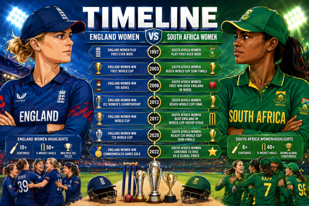 England Women's National Cricket Team Vs South Africa Women's National Cricket Team Timeline