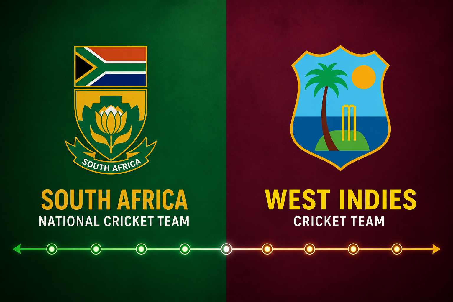 South Africa National Cricket Team vs West Indies Cricket Team Timeline
