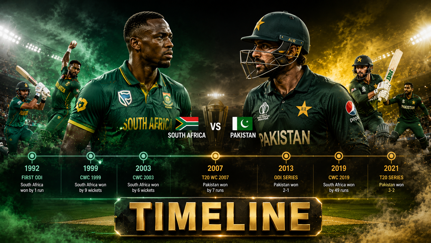 South Africa National Cricket Team Vs Pakistan National Cricket Team Timeline