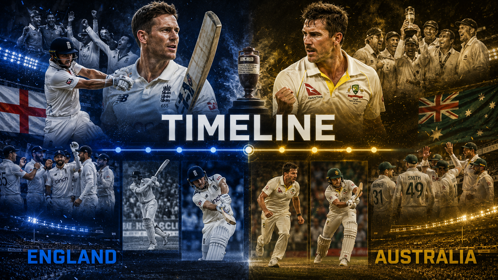 England Cricket Team vs Australian Men’s Cricket Team Timeline 