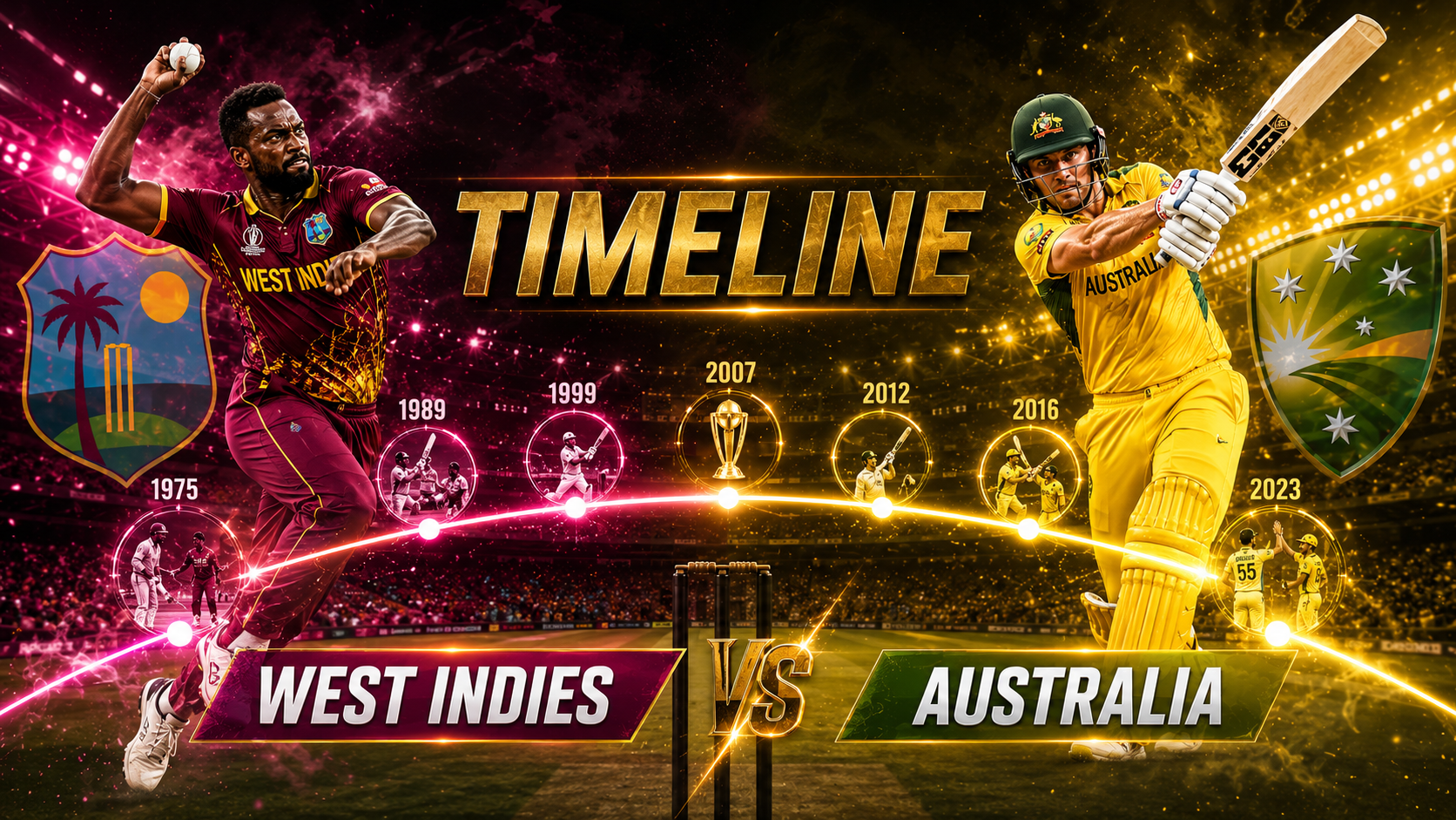 West Indies Cricket Team vs Australian Men’s Cricket Team Timeline