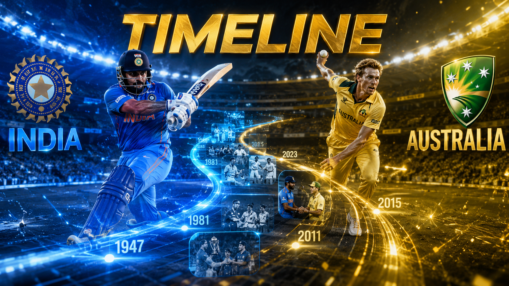 Australian Men's Cricket Team Vs India National Cricket Team Timeline