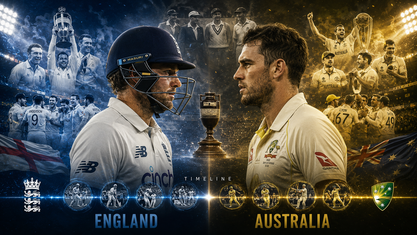 England Cricket Team vs Australian Men’s Cricket Team Timeline