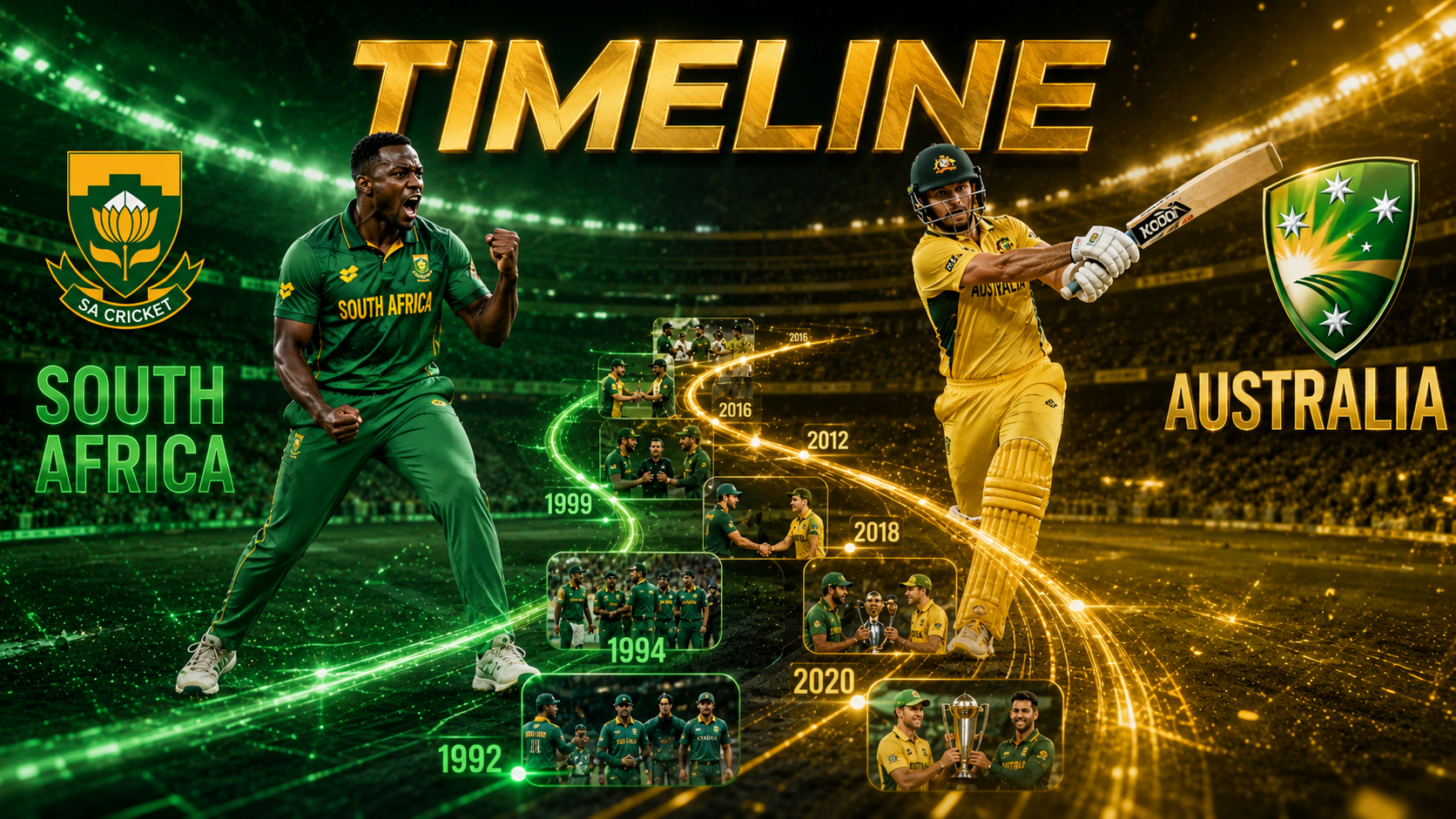 Australian Men’s Cricket Team vs South Africa National Cricket Team Timeline