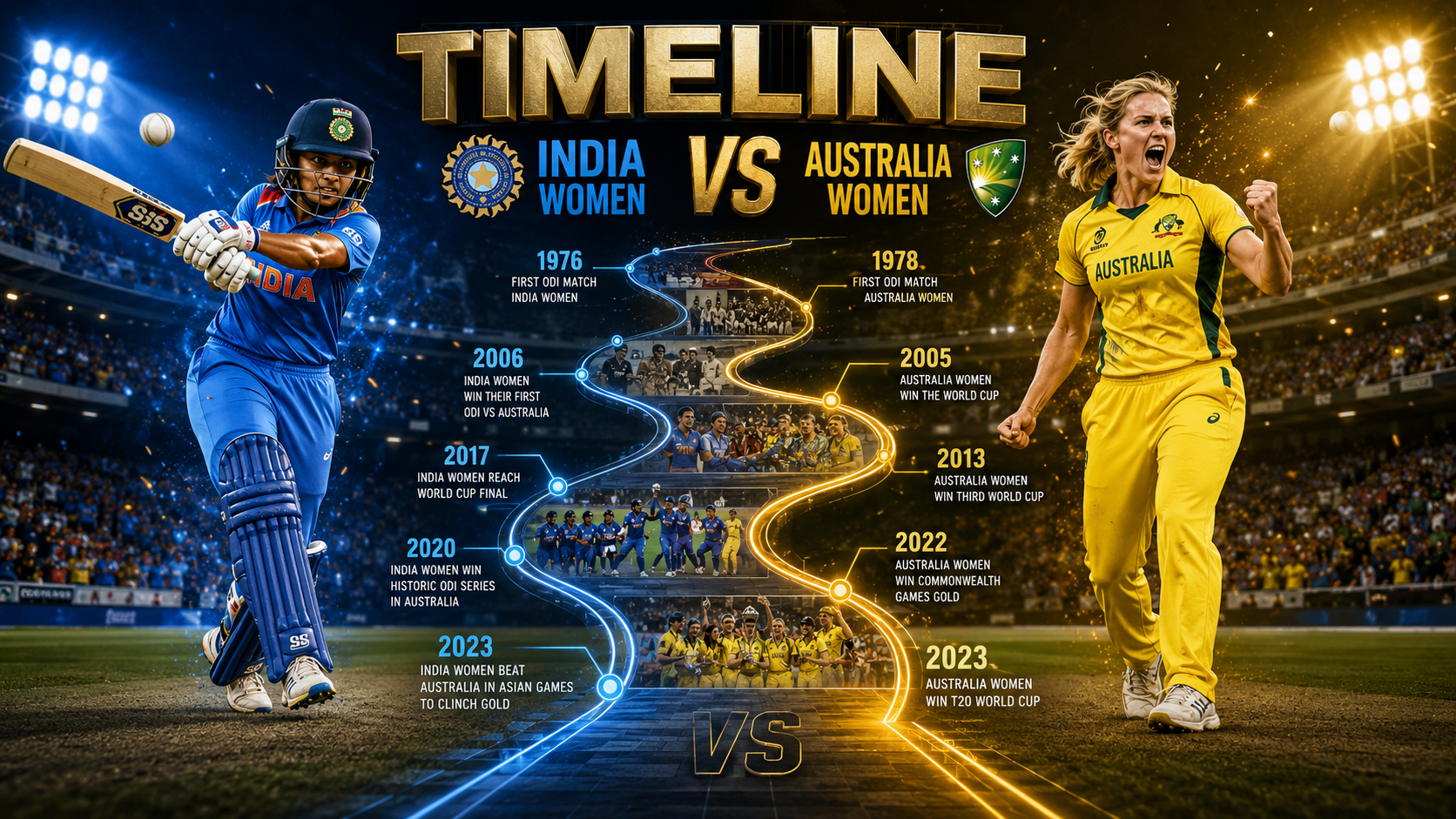 India Women's National Cricket Team vs Australia Women's National Cricket Team Timeline