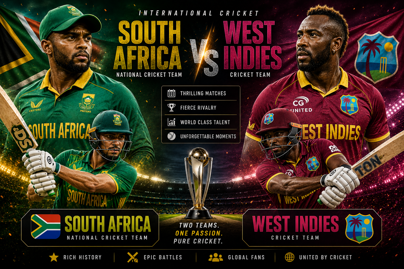 South Africa National Cricket Team vs West Indies Cricket Team Matches