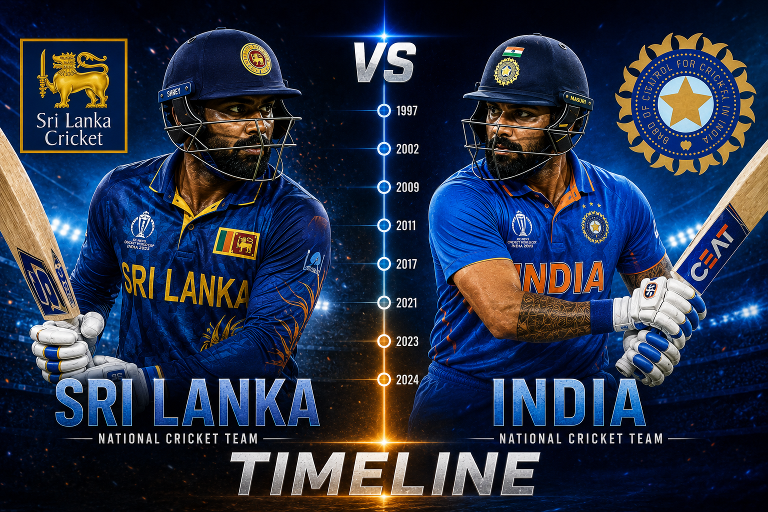 Sri Lanka National Cricket Team Vs India National Cricket Team Timeline