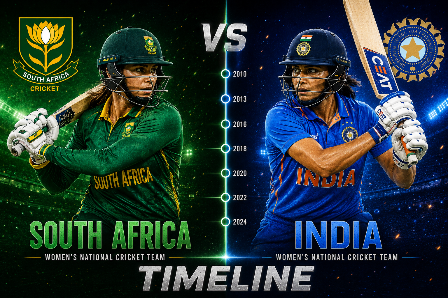 South Africa Women's National Cricket Team Vs India Women's National Cricket Team Timeline